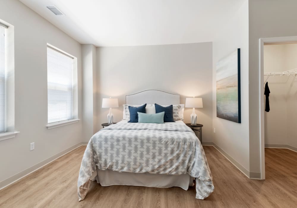 Beautiful bedroom at The Apartments at Sharpe Square in Frederick, Maryland