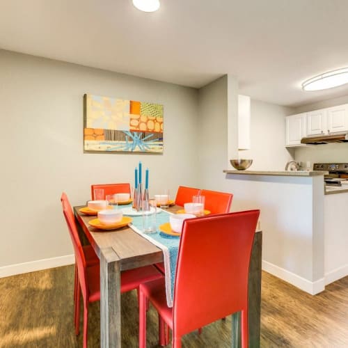 An apartment kitchen at MonteVista in Beaverton, Oregon