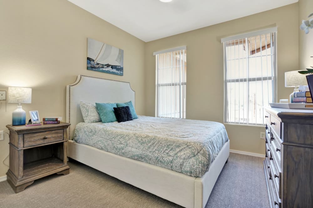 Serene bedroom at McDowell Village in Scottsdale, Arizona