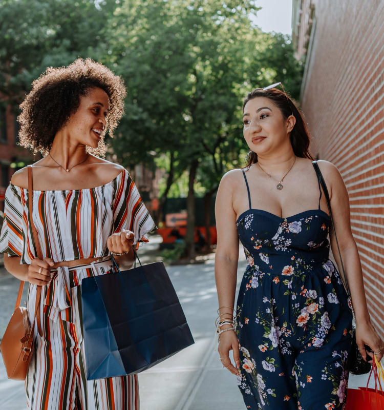 Residents shopping on Main Street near Executive Apartments in Miami Lakes, Florida