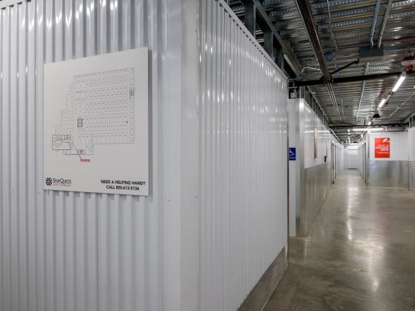 Hallway of units at StorQuest Self Storage in Seattle, Washington