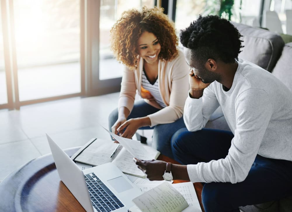 Resident discussing a project with a colleague at their office near The Ralston at Belmont Hills in Belmont, California