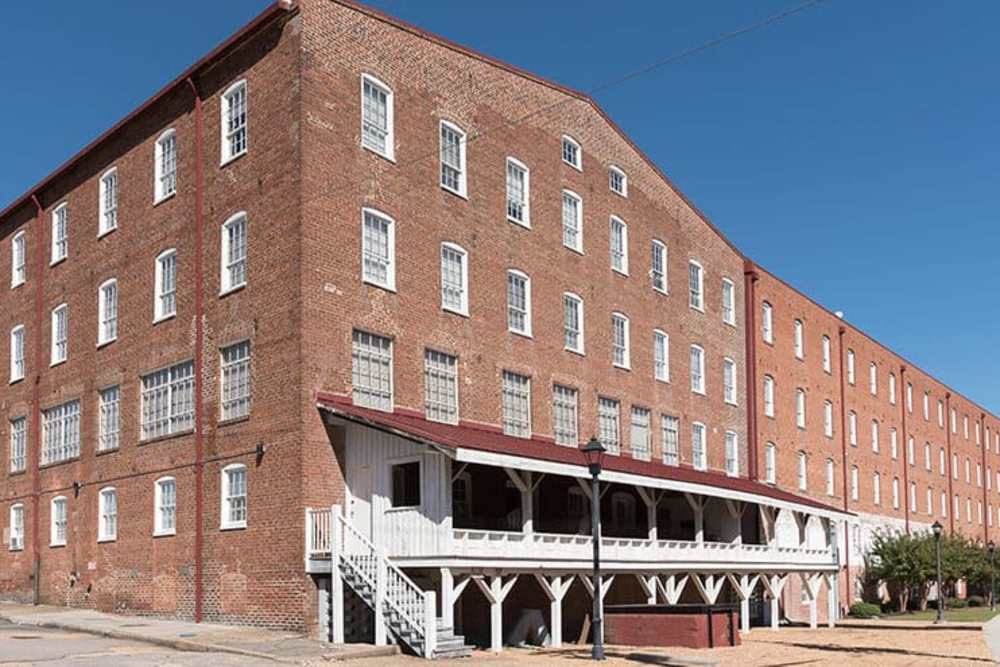 Building exterior shot at High Street Lofts in Petersburg, Virginia
