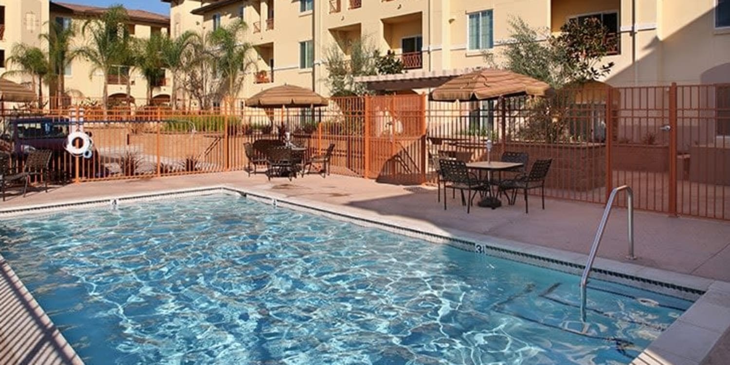 Outdoor swimming pool at Montecito Terraces in Panorama City, California