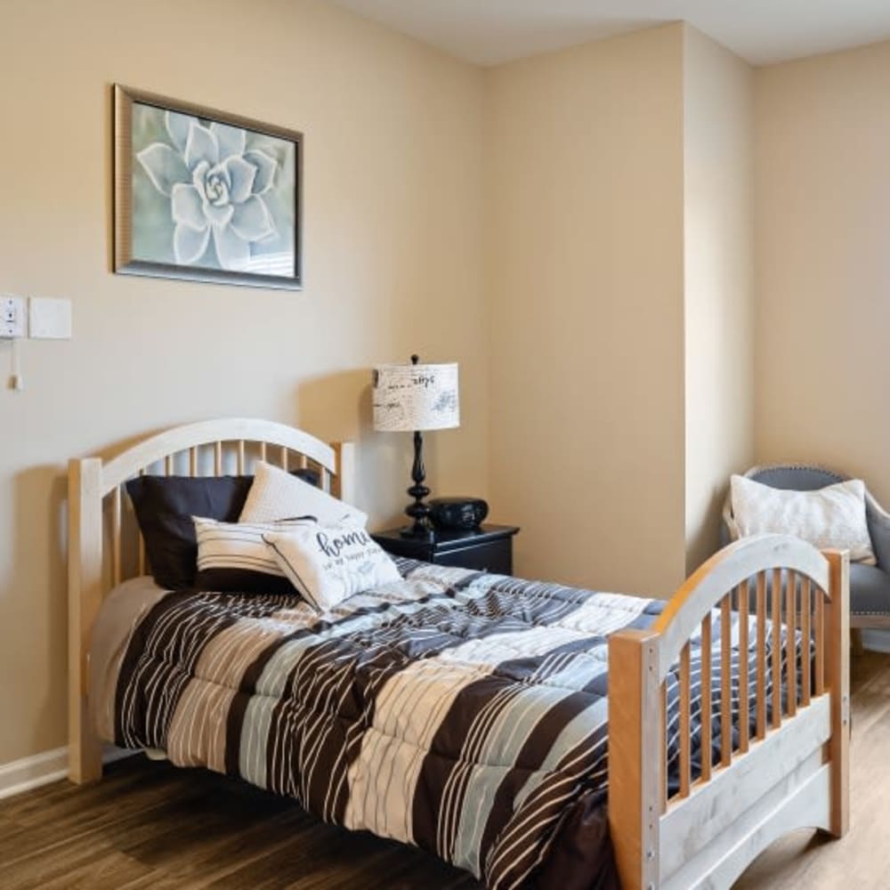 Serene bedroom in apartment at Anthology of Stonebridge Ranch in McKinney, Texas