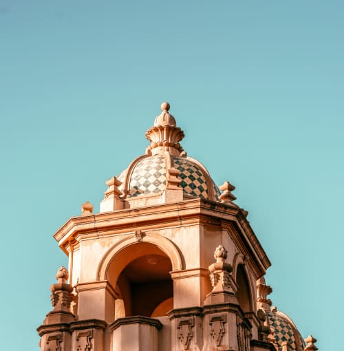 Historical building exterior near Flora + Fauna in San Diego, California