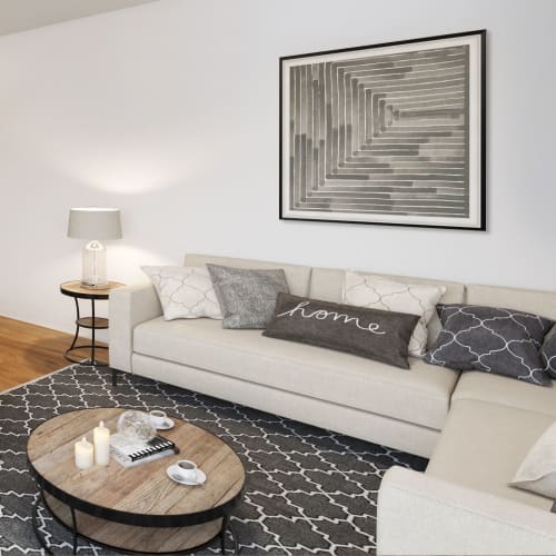 A furnished living room at Midway Manor in Virginia Beach, Virginia