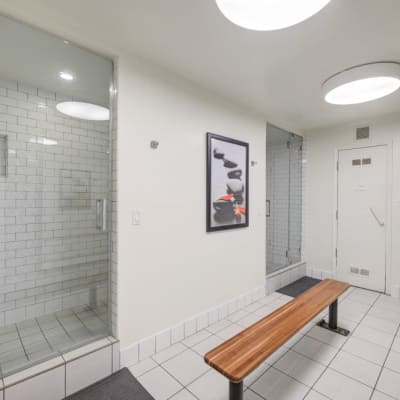 Two showers next to the sauna at The Villas at Woodland Hills in Woodland Hills, California