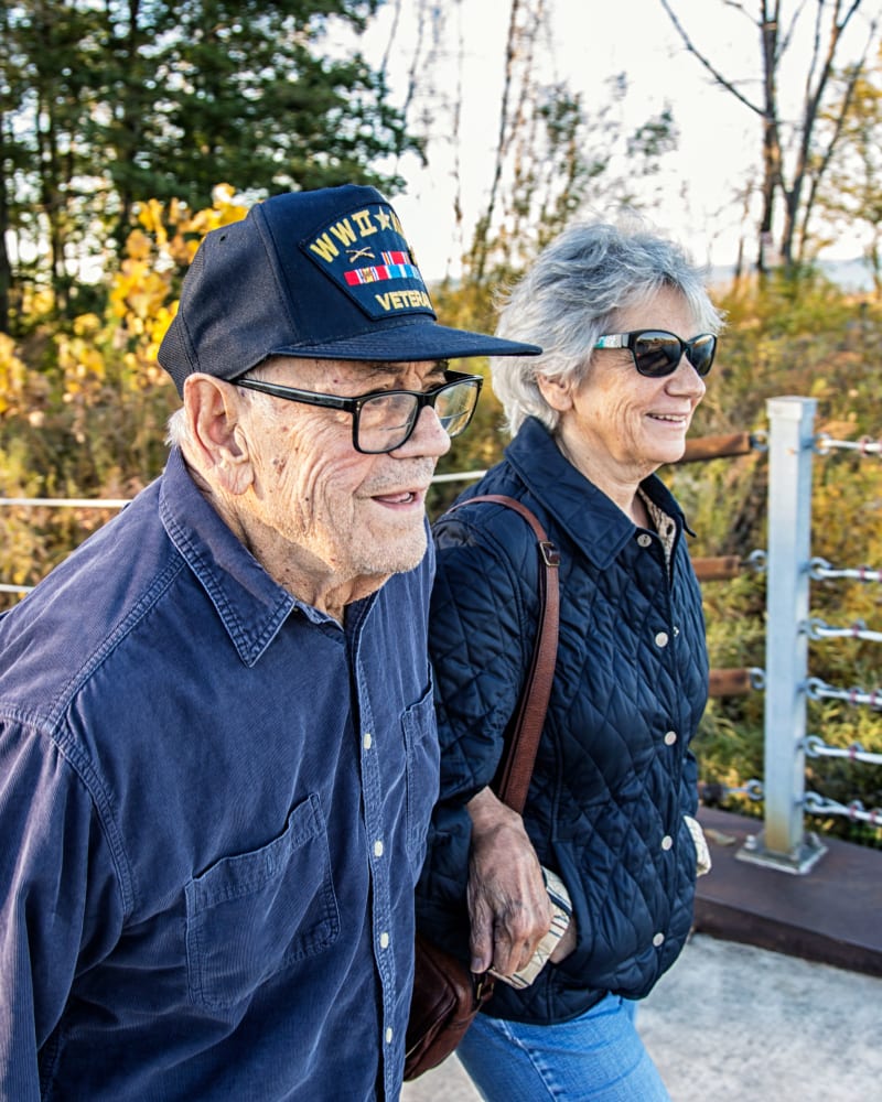Resident walking with their partner at Randall Residence of Centerville in Centerville, Ohio