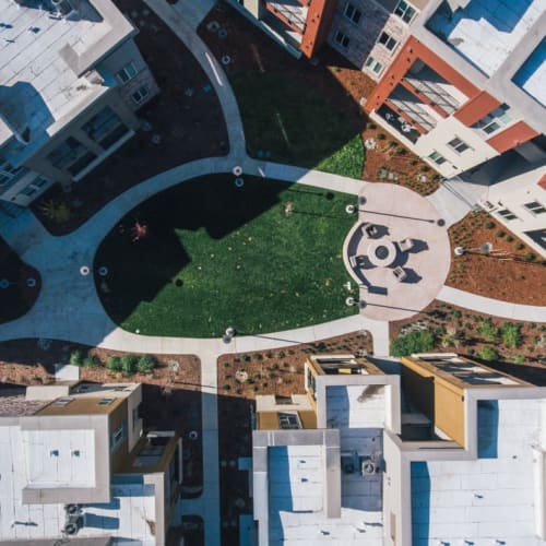 Aerial view of the courtyard at Garnet Creek in Rocklin, California