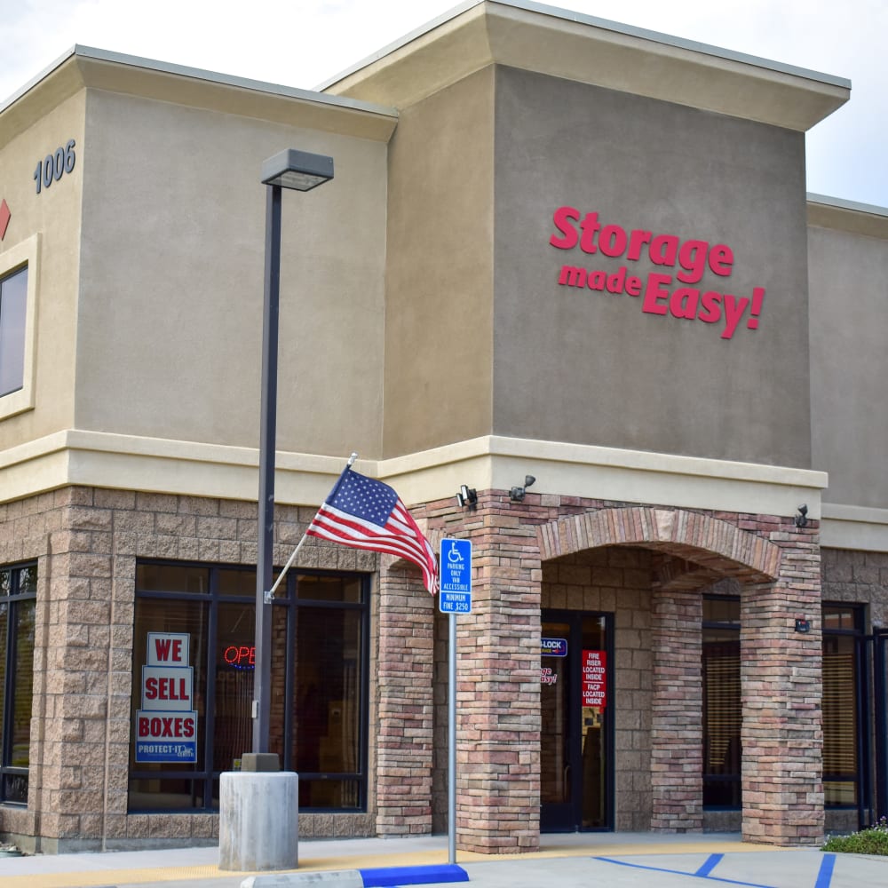 The front door at STOR-N-LOCK Self Storage in Redlands, California