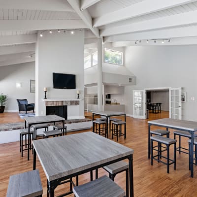 Spacious and modern community clubhouse with lots of natural lighting at Bidwell Park Fremont in Fremont, California