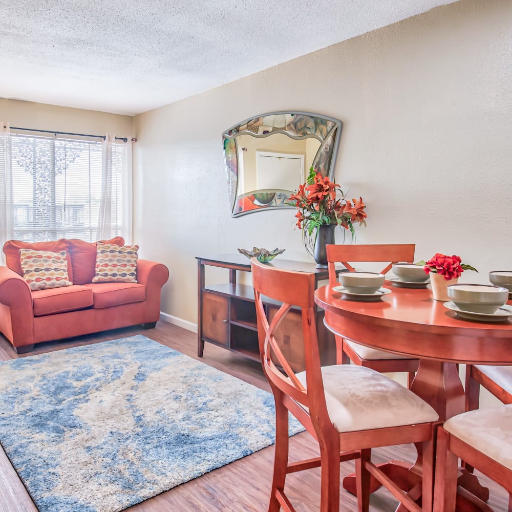 Living room area in Napoleon Square Apartments in Houston, Texas