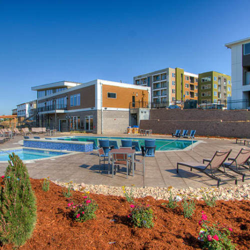 Outdoor pool at Fusion 355 in Broomfield, Colorado