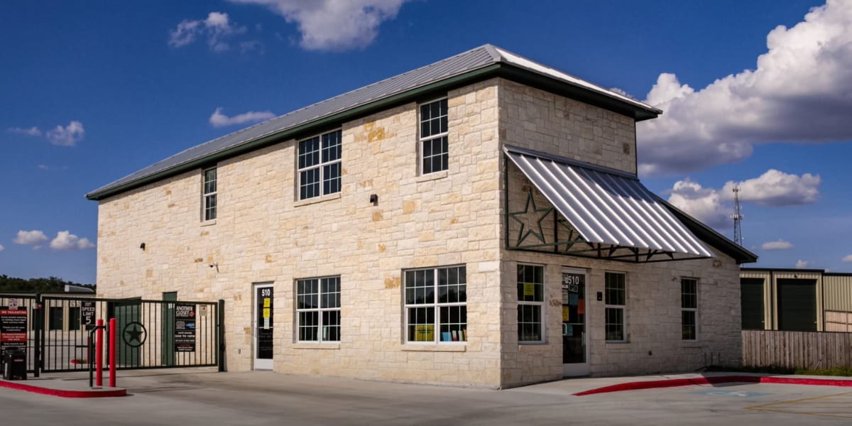 Outside the leasing office at Another Closet Storage in Boerne, Texas