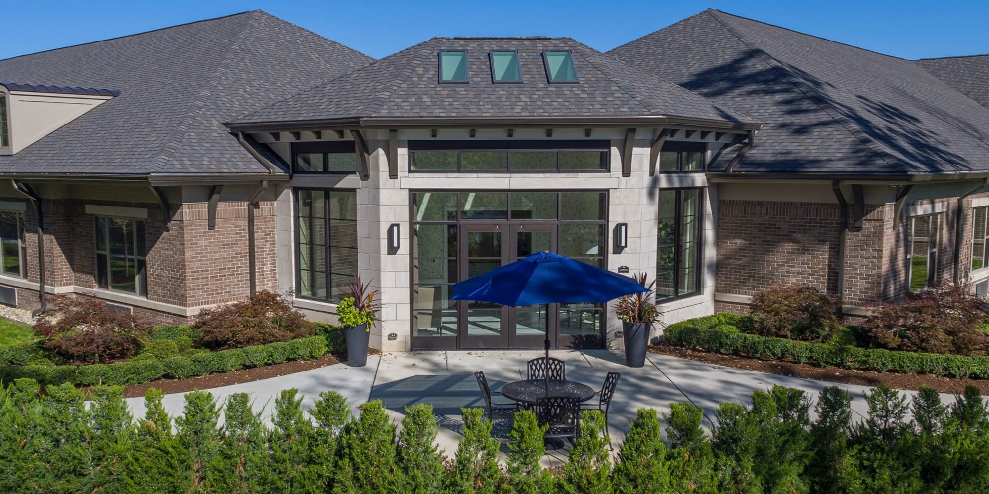 Elegant front garden at Blossom Springs in Oakland Twp, Michigan