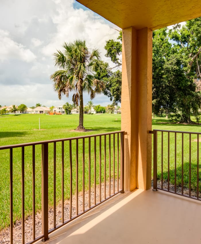 Beautiful view from private patio of apartment home at IMT Pinebrook Pointe in Margate, Florida