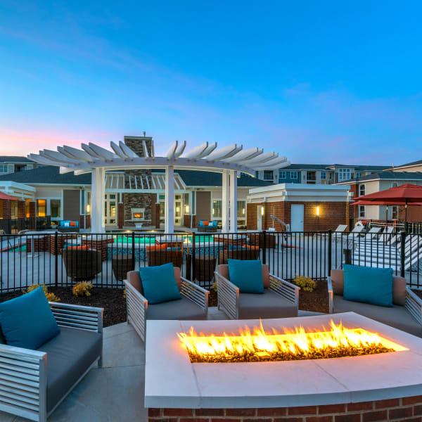 Stylish firepit near pool at Infinity at Centerville Crossing, Virginia Beach, Virginia