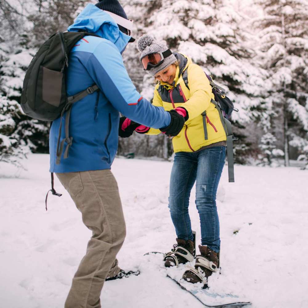 Residents snowboarding near Boulder Crescent in Colorado Springs,Colorado