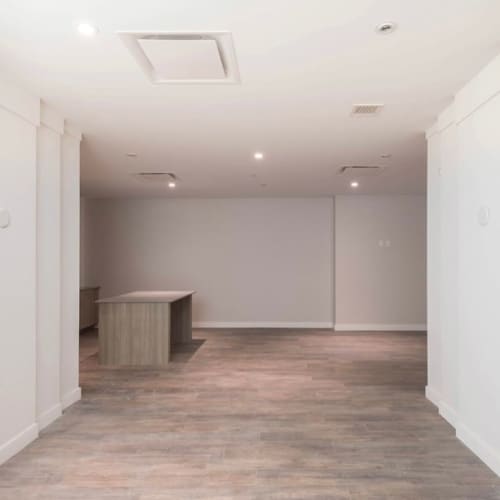 Inside the community room at The One Atlantic in Stamford, Connecticut