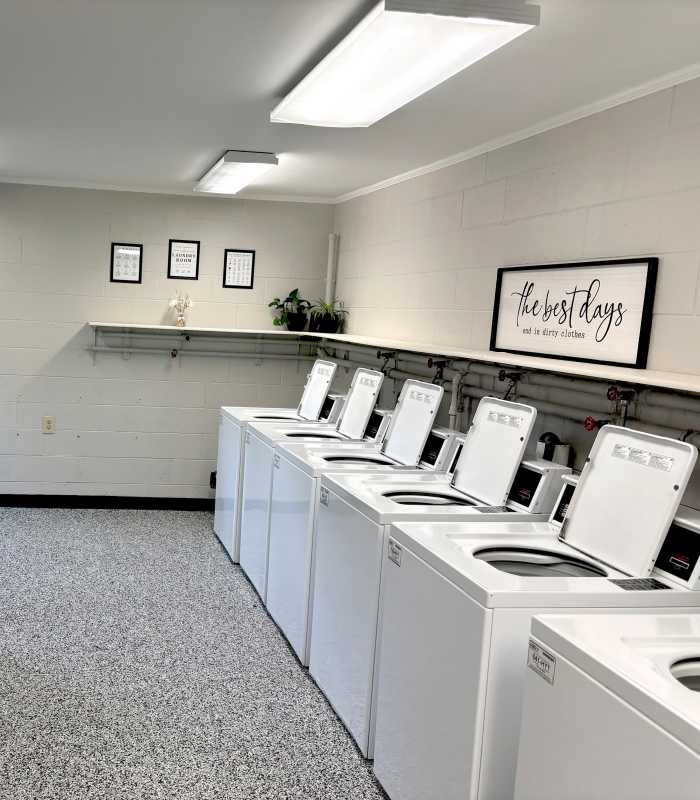 Laundry facility at Pin Oak Manor Apartments in Mishawaka, Indiana