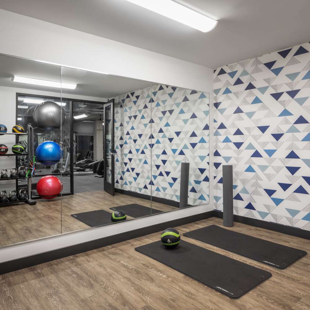Fitness center with exercise ball at Oaks Pentagon Village in Edina, Minnesota