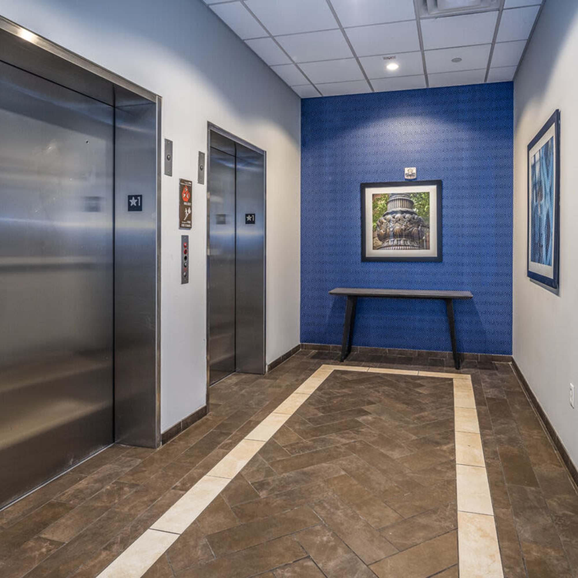 Apartment Lift service lobby at Radius at The Banks in Cincinnati, Ohio