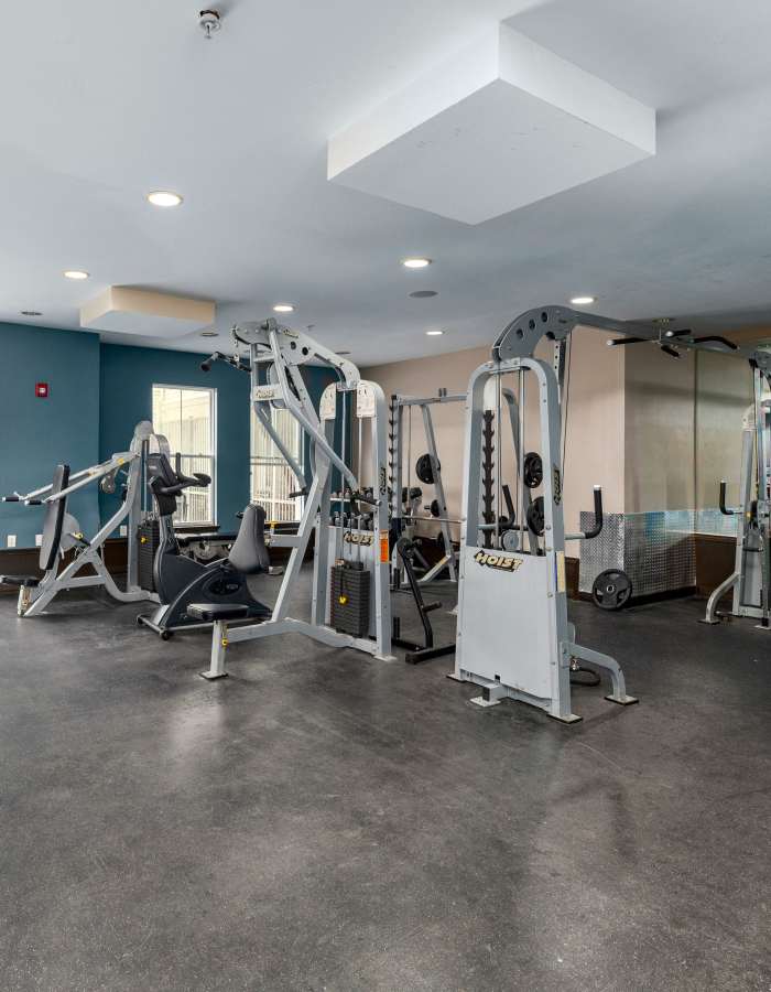 Well-equipped on-site fitness center at Mazza Grandmarc in College Park, Maryland