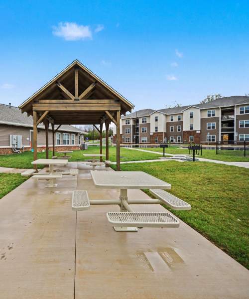 Community picnic area at Rutherford Crossing in Cherryville, North Carolina
