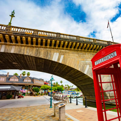 Bridge over a river near a telephone booth at The Views at Lake Havasu in Lake Havasu City, Arizona