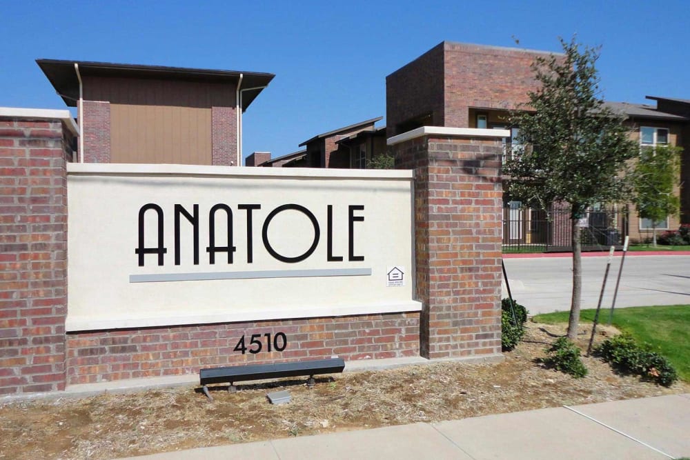 Welcome sign at Anatole at City View in Lubbock, Texas