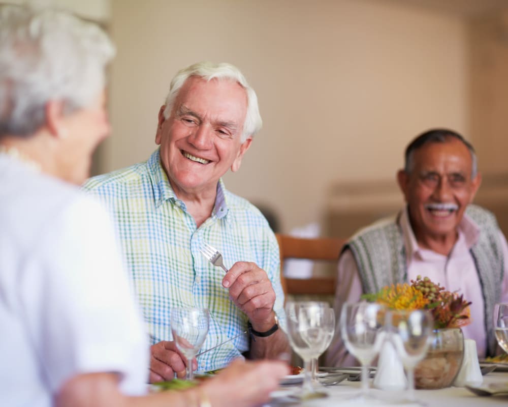 Resident in dining room at Clover Ridge Place in Maquoketa, Iowa.