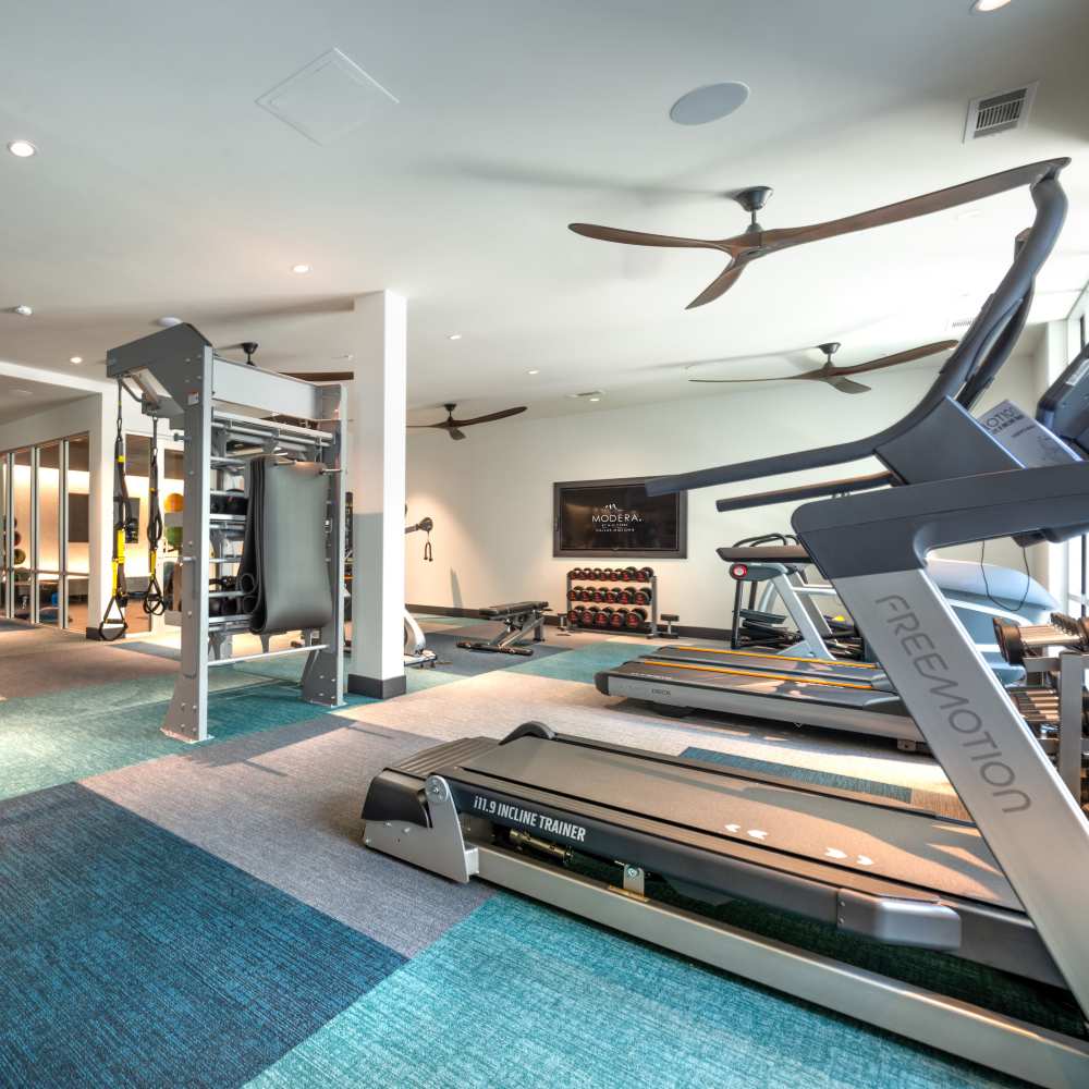 Fitness center at Cornell Midtown in Dallas, Texas