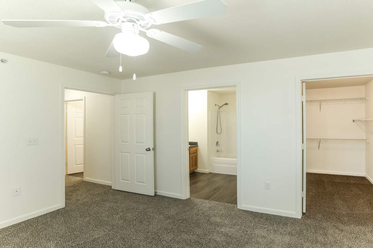 Bedroom with ceiling fan at Broadstone II in Bel Aire, Kansas