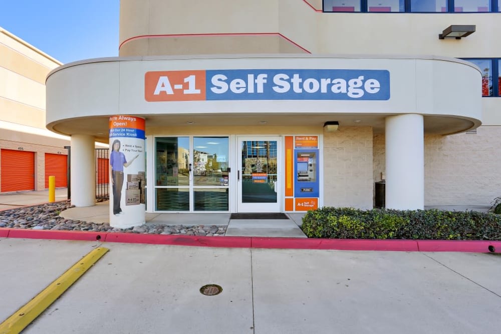 The front entrance to A-1 Self Storage in San Diego, California