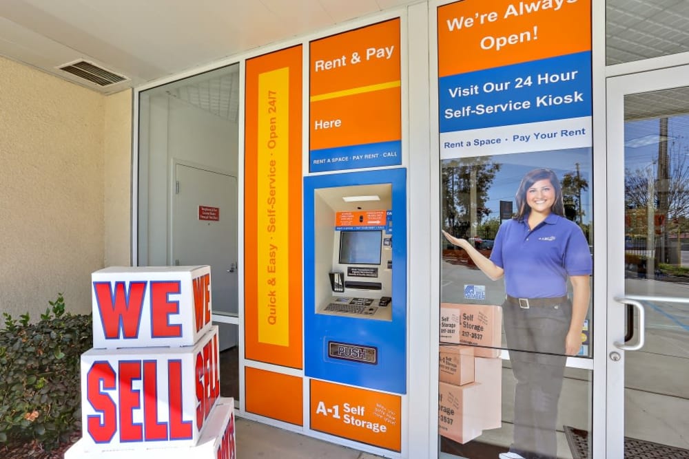 The 24-hour kiosk at A-1 Self Storage in Vista, California