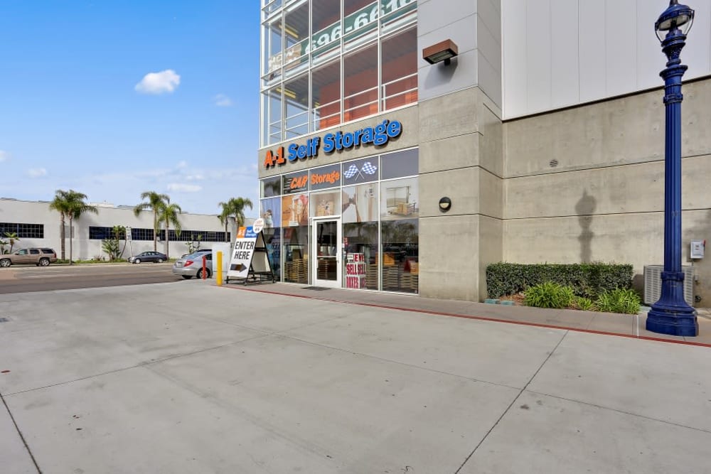 The front entrance to A-1 Self Storage in San Diego, California