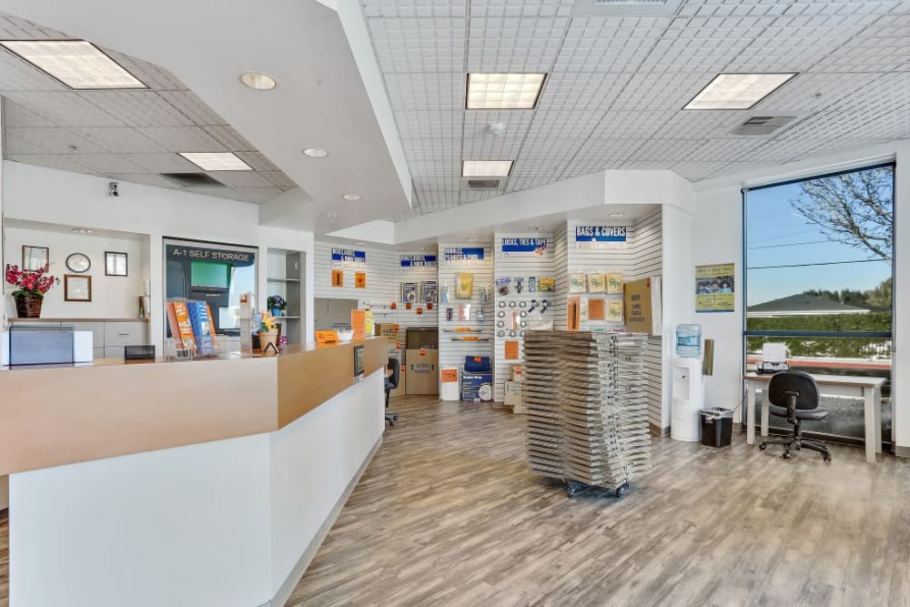 The office at A-1 Self Storage in Paramount, California
