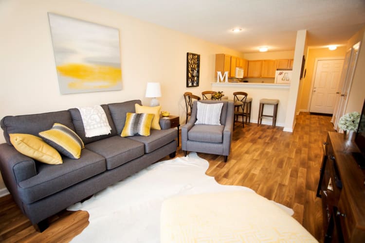 Cozy living room at Mountaineer Village in Boone, North Carolina
