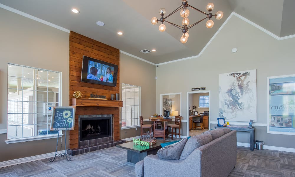 Spacious clubhouse lounge at Crown Chase Apartments in Wichita, Kansas