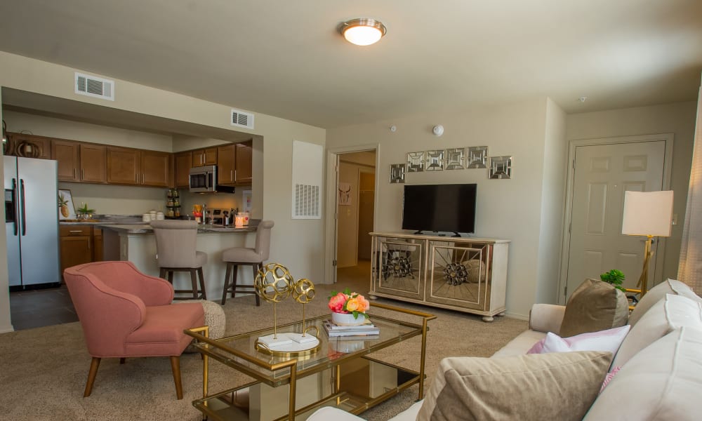 Living room at Tuscany Ranch in Waco, Texas