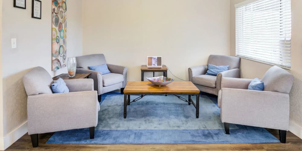 Seating area in the clubhouse at Coronado Springs East in Palm Springs, Florida