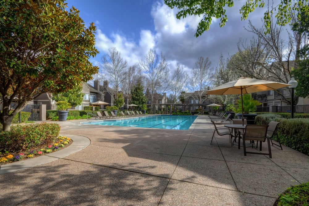 Resort-style swimming pool at Larkspur Woods in Sacramento, California