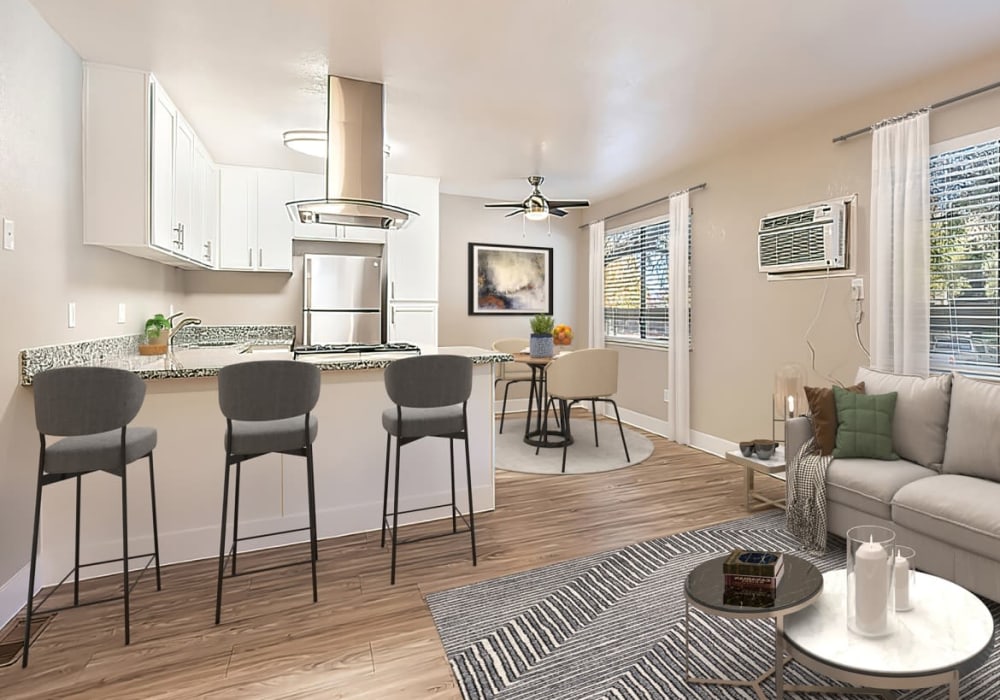 kitchen island dining table at Alderwood in Ukiah, California