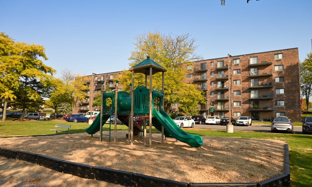 Children's playground at Mandalane Apartments in Wheeling, Illinois