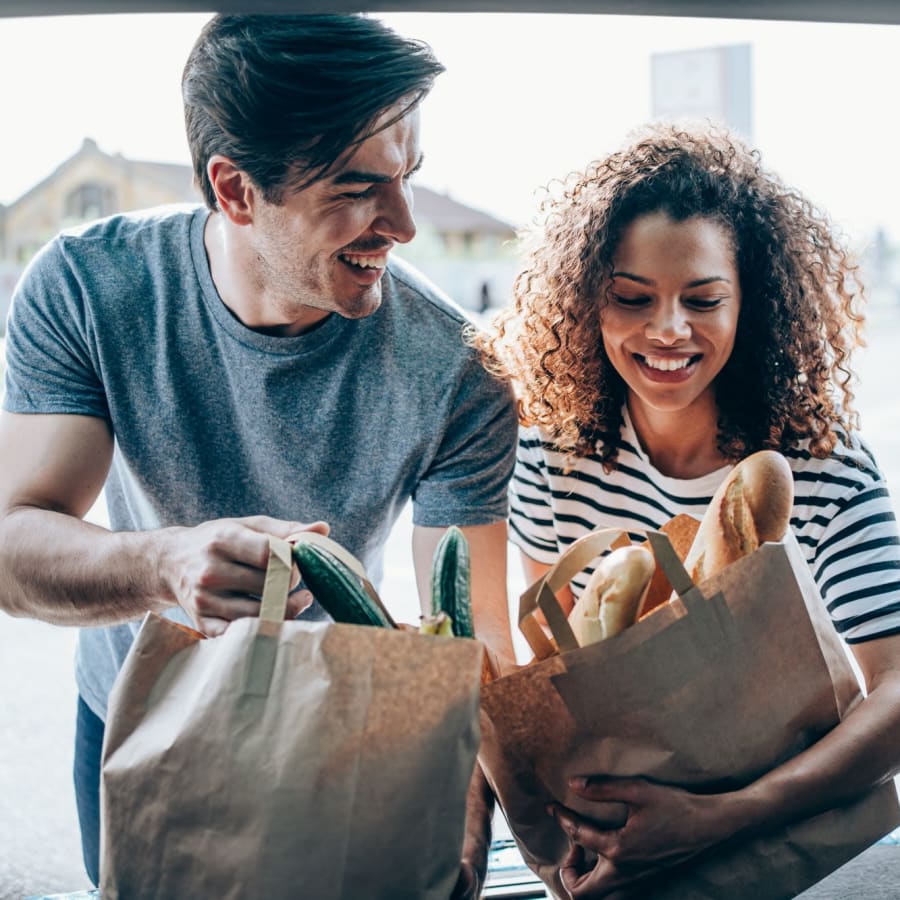 Residents out shopping for food near Avion Point Apartments in Charlotte, North Carolina