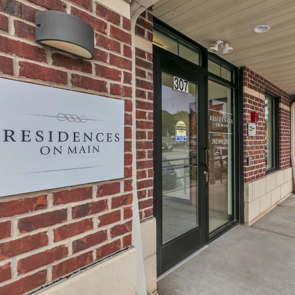 Community signage at Residences on Main in Twin Lakes, Wisconsin