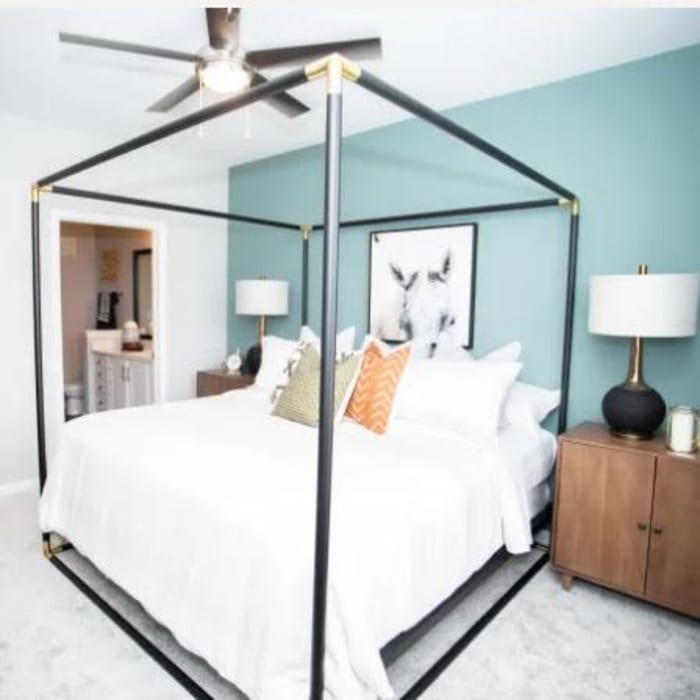 Model Master bedroom at Emblem Alpharetta in Alpharetta, Georgia