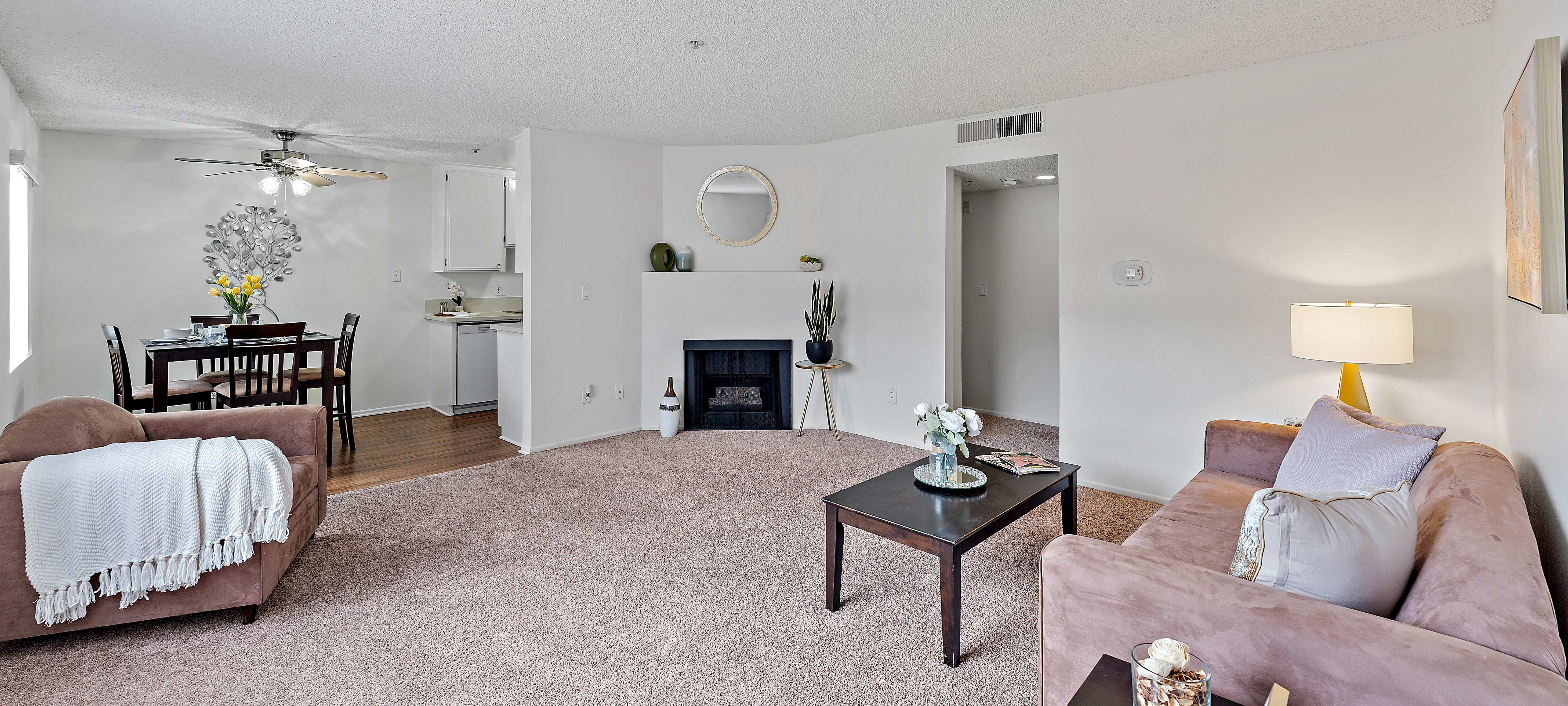 Living area at The Enclave in Studio City, California   