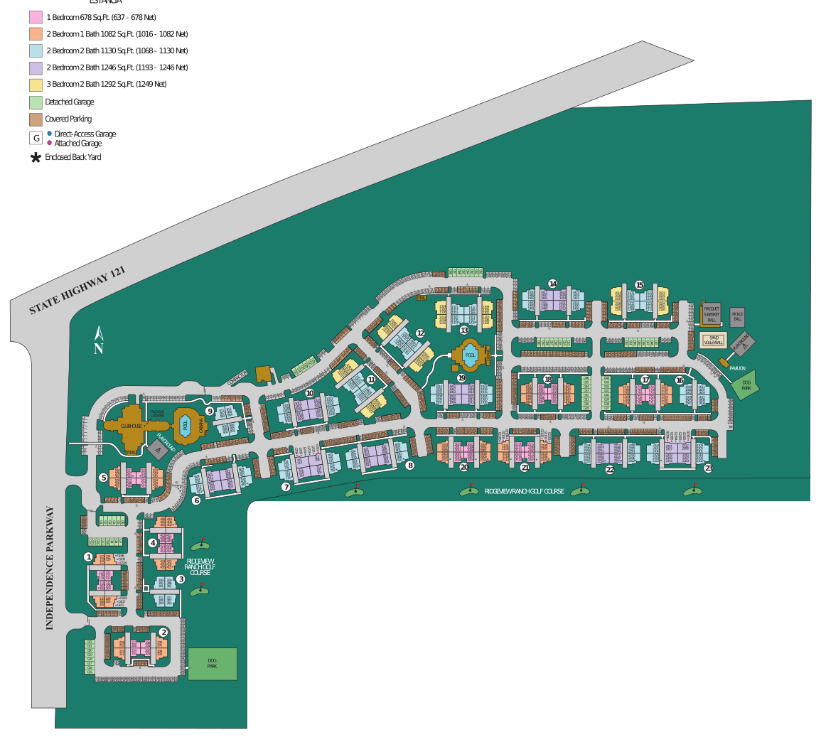 Site map of Estancia at Ridgeview Ranch in Plano, TX